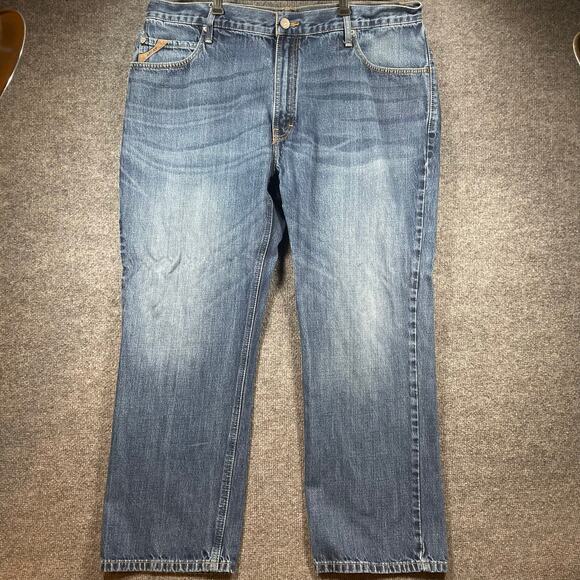 Ariat M4 Low Rise Boot Cut Roadhouse Jeans Men's 42X30 Blue Relaxed Fit Western - Picture 1 of 11
